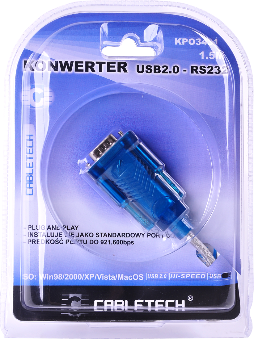 Adapter USB në RS-232 Cabletech KPO3431-1.5, 1.5m, blu