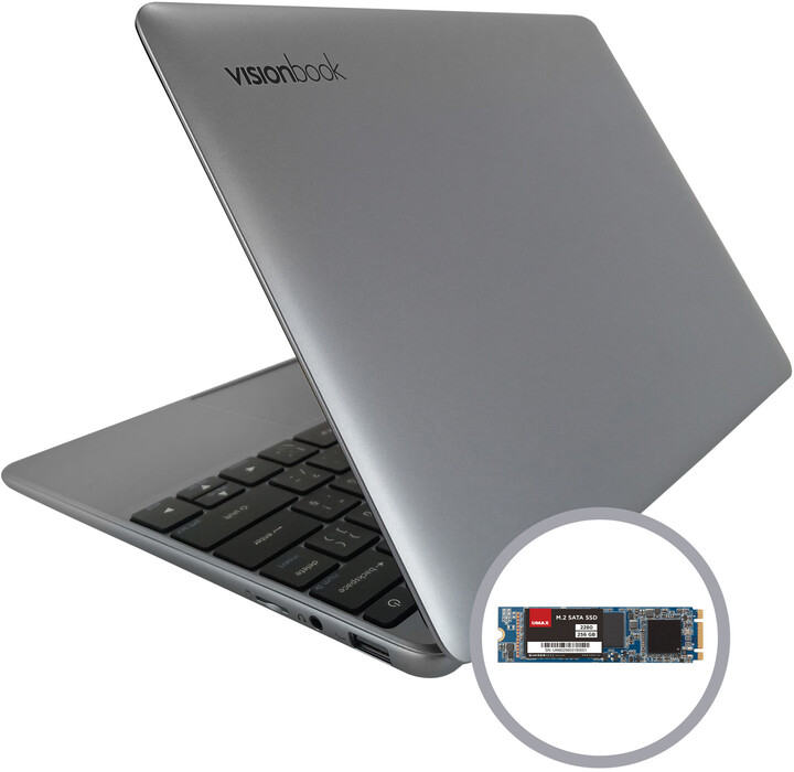 Laptop UMAX VisionBook 12WRx, 11.6'', Intel Celeron, 4GB RAM, 128 GB eMMC, Intel UHD Graphics, i hirtë
