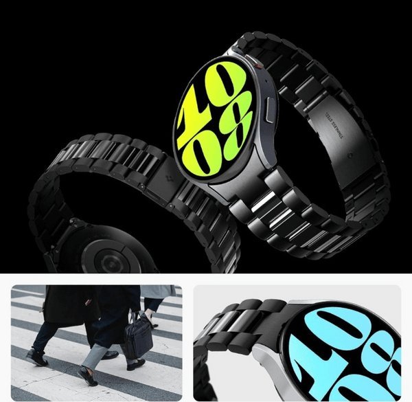 Rrip ore Spigen Modern Fit 316L, për Galaxy Watch 6 44mm, metalik, i zi