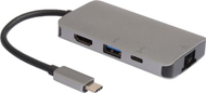 Dock USB C Microconnect USB3.1CCOM16, 4 në 1, HDMI 4K, RJ45, gri