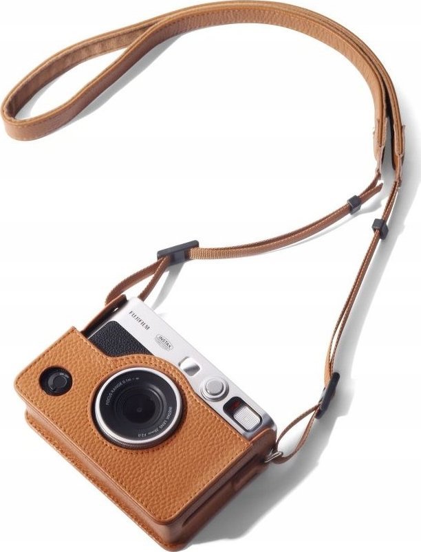 Këllëf aparati LoveInstant për Fujifilm Instax Mini Evo, lëkurë eko, me rrip, kafe