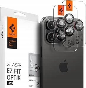 Xham mbrojtës lente kamere Spigen Glass TR EZ Fit Optik Pro, set 2 copë, për iPhone 14 15 16 Pro Pro Max, transparent