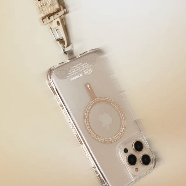 Mbulesë telefoni Skinarma Saido iPhone 16 Pro Max 6.9", magnetike, transparente, ngjyrë champagne