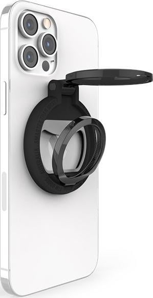 Unazë magnetike MagSafe për telefon, mbajtëse horizontale dhe vertikale, dizajn i hollë, e zezë