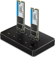 Docking station për SSD QOLTEC 50310, 2x M.2 SATA, USB Type C, i zi