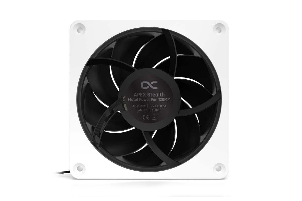 Ventilator Alphacool Apex Stealth Metal Power, 120x120x25 mm, 3000 rpm, i bardhë