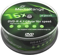 Disqe MediaRange DVD-R, 4.7GB, 16x, 25 copë