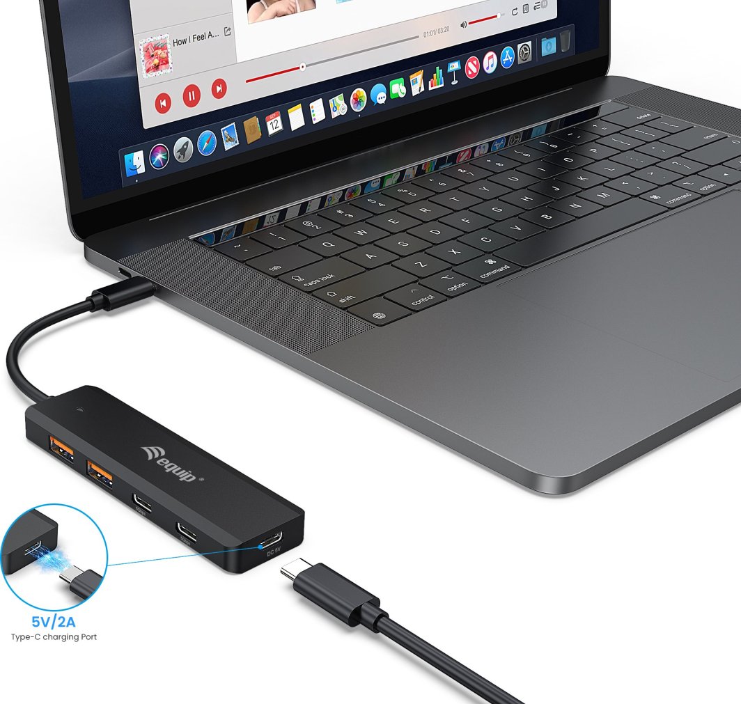 Hub USB Equip USB C 4 Porta, USB 3.2 Gen 2 10Gbps, 2x USB C 2x USB A