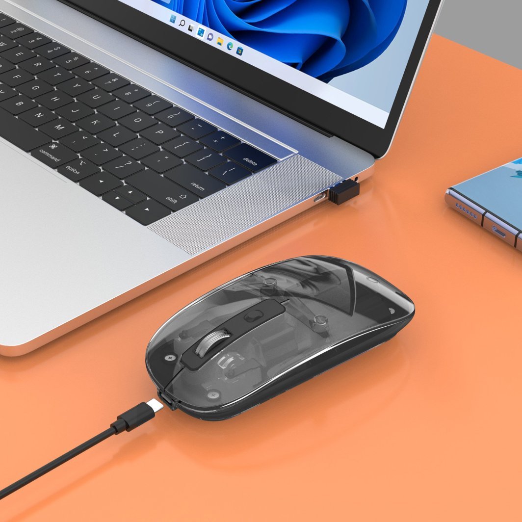 Mouse pa kabëll Manhattan Transparent, 800 1600 dpi, RGB, i zi transparent