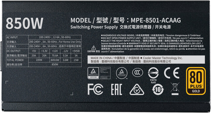 Burim energjie Cooler Master MWE Gold V2 MPE-8501-AFAAG-EU , 850W
