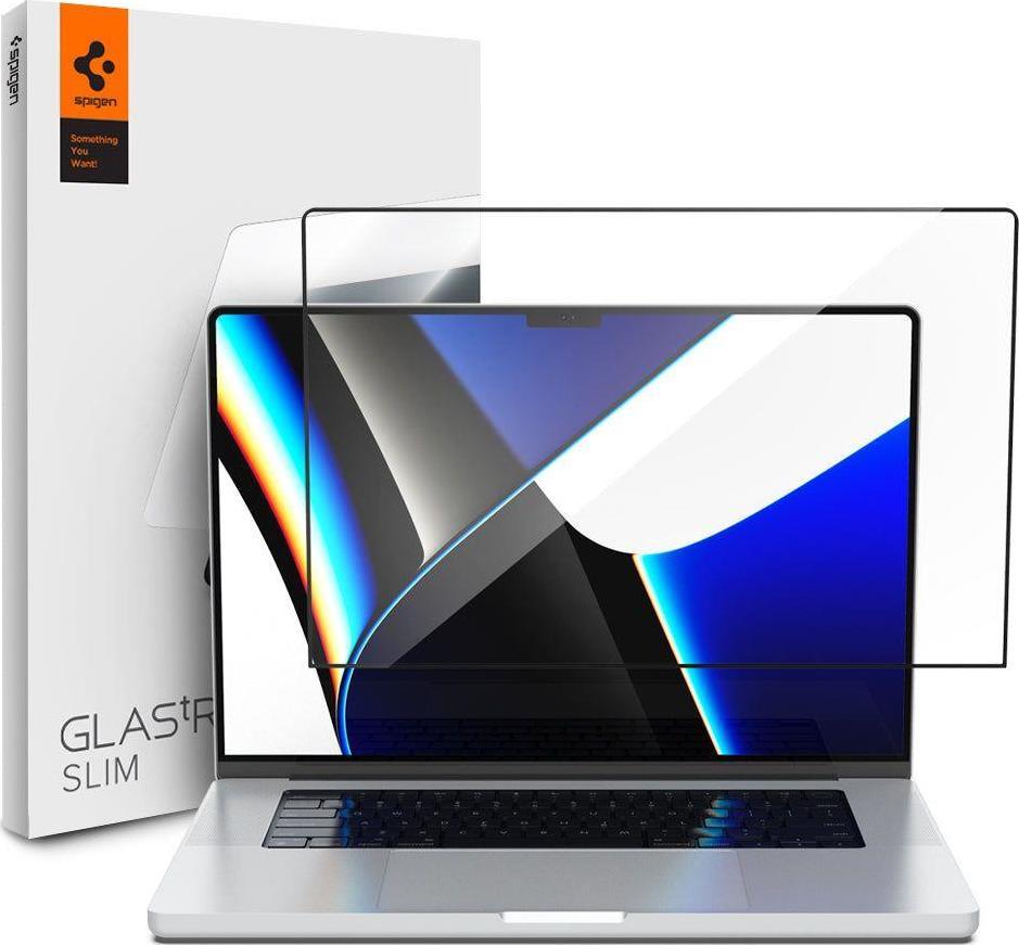 Mbrojtës ekrani Spigen Glass FC për MacBook Pro 14" 2021, xham i fortë, kornizë e zezë