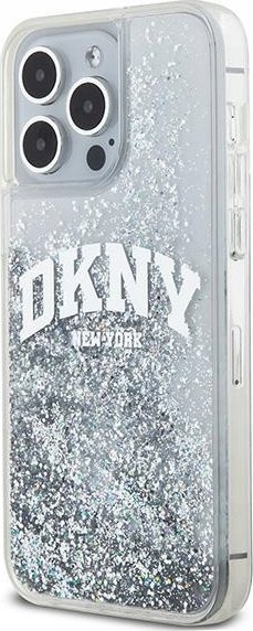 Mbulesë telefoni DKNY Liquid Glitter Big Logo për iPhone 15 Pro 6.1", TPU PC, e bardhë