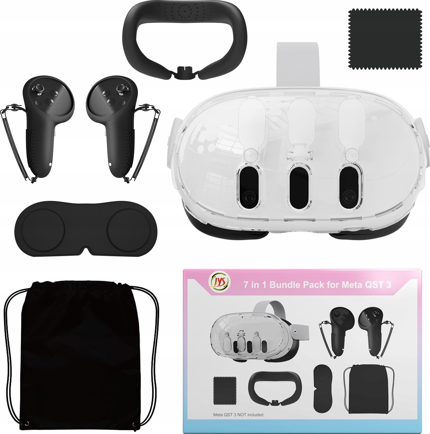 Set aksesorësh VR JYS, për Meta Quest 3 MQ011, etui mbrojtëse, e zezë
