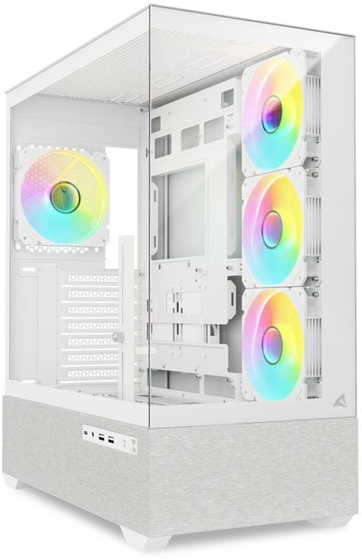 Kuti PC Sharkoon AK7 ARGB, ATX mATX Mini ITX, xham i temperuar, e bardhë