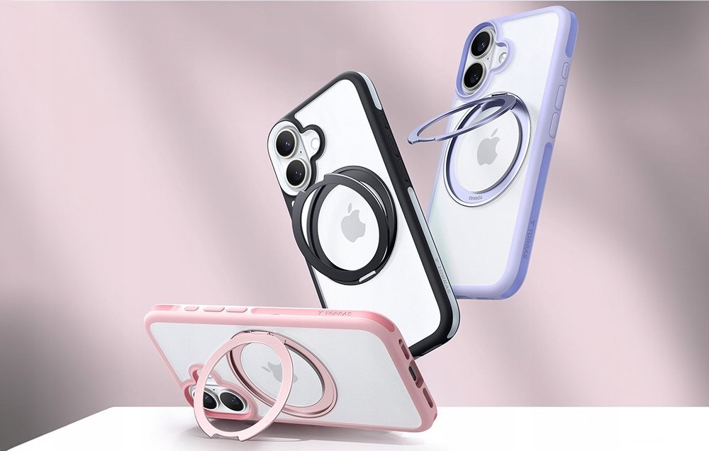 Mbështjellës telefoni Torras Ostand R Fusion për iPhone 16 Plus, mbrojtje e rritur, i zi