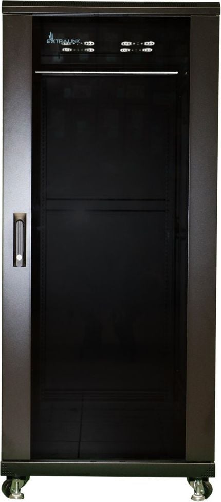 Raft qëndror rrjeti ExtraLink Standing Cabinet 19" 32U, xham i temperuar, i zi
