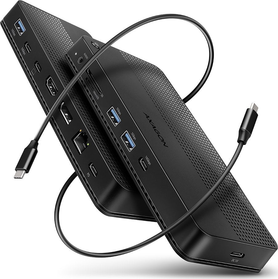 Docking station AXAGON HMC-U4, USB4 40Gbps, HDMI DP 8K, PD 100W, gri