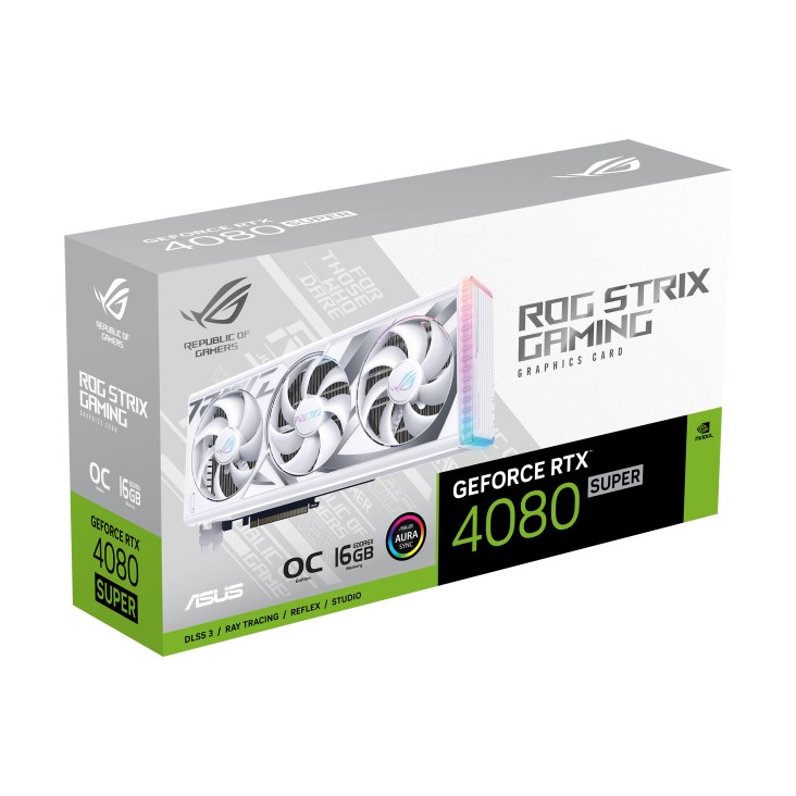 Kartelë grafike ASUS ROG Strix RTX 4080 SUPER, 16GB, GDDR6X, 2670MHz, e bardhë