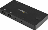 Прекинувач KVM StarTech 2 порти USB C, HDMI 4K 60Hz, напојуван преку магистрала, црн