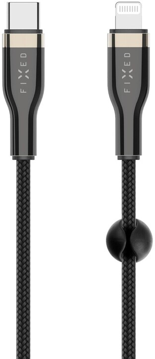 Kabllo për të dhëna dhe karikim FIXED USB-C - Lightning, MFi, PD, 0.5 m, e zezë