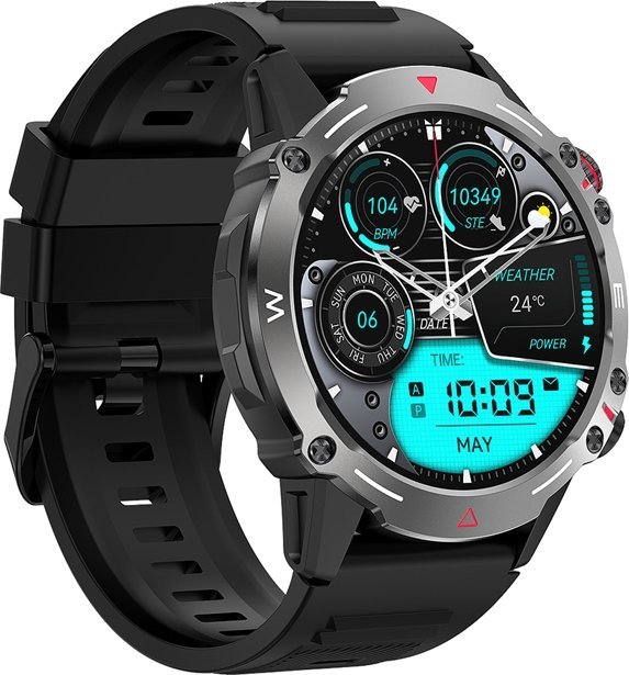 Smartwatch Veltori VT110-1, ekran 1.43" AMOLED, Bluetooth, me rrip silikoni i zi