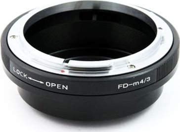 Adapter objektivi Pixco, OLYMPUS PANASONIC Micro 4/3 në CANON FD, metalik, i zi