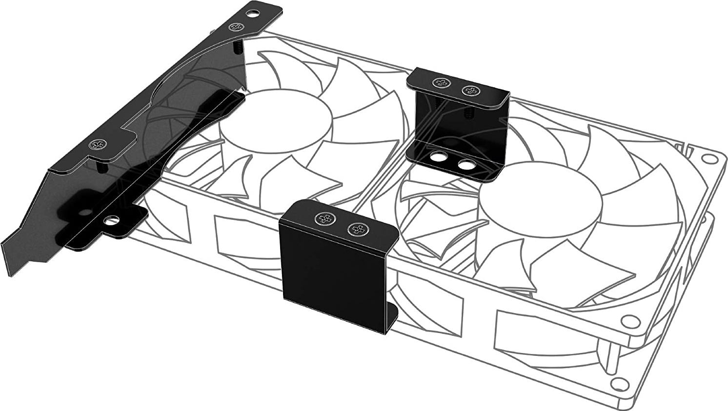 Braketë PCI për ventilator Akasa AK-MX304-08BK, për 2 ventilatorë 80/92mm, e zezë