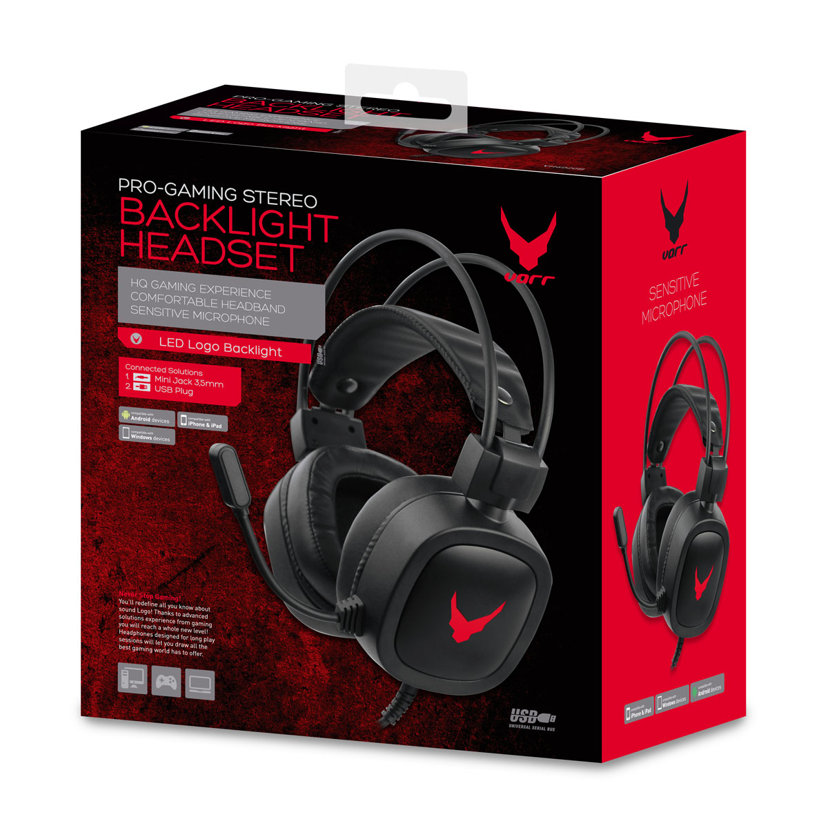 [OUTLET] Kufje gaming Varr VH6020B, LED Mic, të zeza