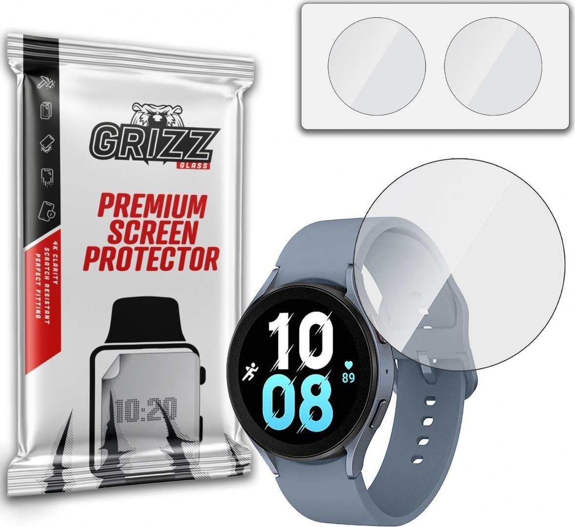Xham mbrojtës hibrid GrizzGlass për Samsung Galaxy Watch 5, transparent