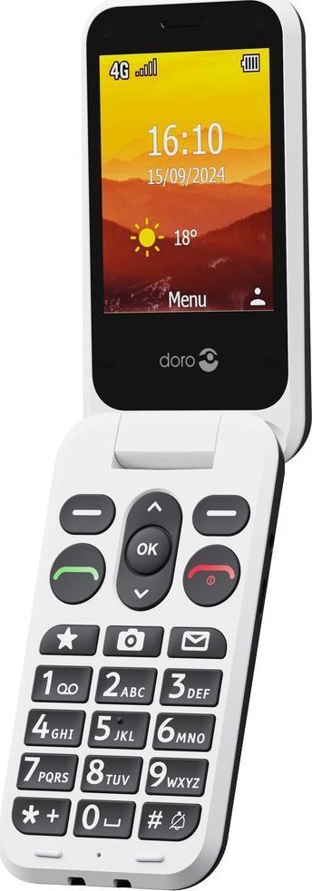 Telefoni me kapak Doro Leva L30, 4G, butona të mëdhenj, i zi