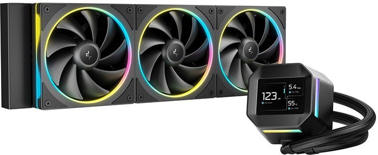 Ftohës uji për CPU Deepcool LM360, 360mm, ekran IPS 2.4", i zi