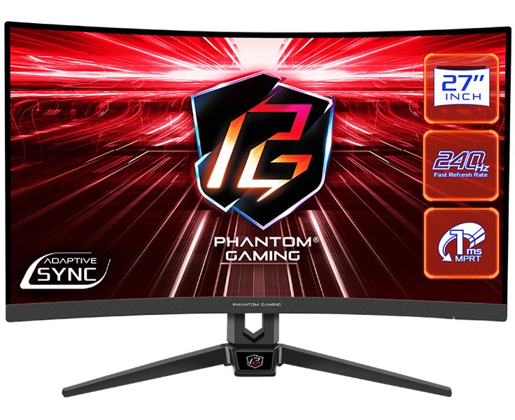 Monitor ASRock Phantom Gaming PG27F15RS1A, 27", VA, 1920x1080, HDR, 1ms, 240Hz, 2xHDMI/DP, i zi