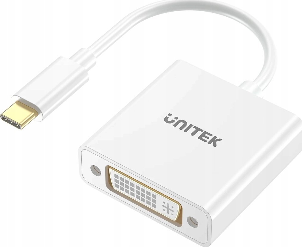Adapter USB C në DVI Unitek, 1080p 60Hz, 15cm, i bardhë