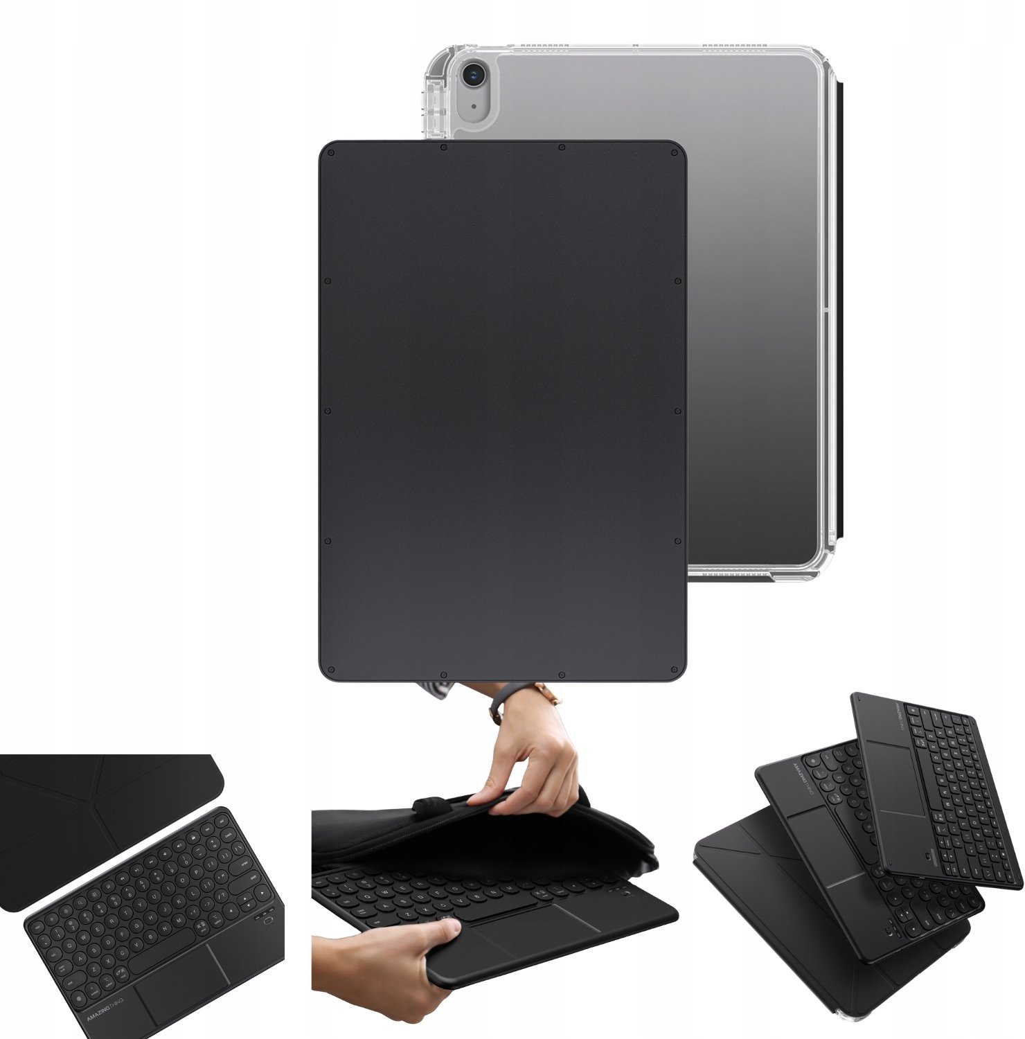 Case me tastierë AMAZINGTHING Minimal Keylite Combo për iPad 11" 2025, Bluetooth, i zi