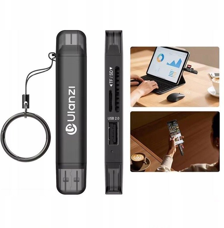 Lexues kartelash Ulanzi CR1 3 in 1, USB, për SD dhe microSD, i zi