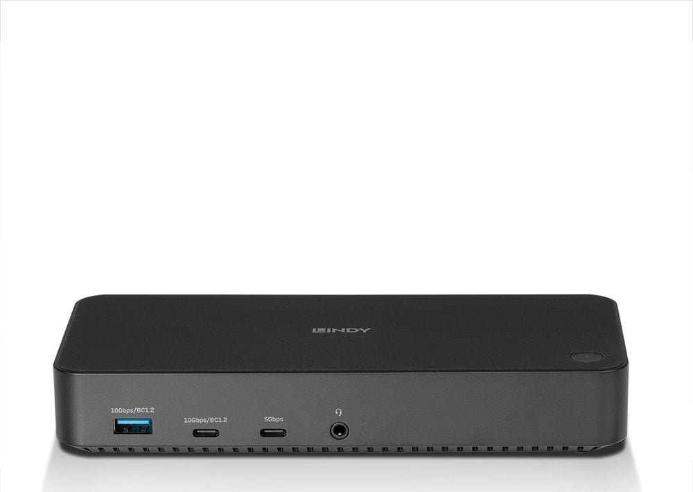 Doket USB C Lindy DST Pro 43366, USB 3.2 Gen 2, stacion lidhjeje kompakt, i zi