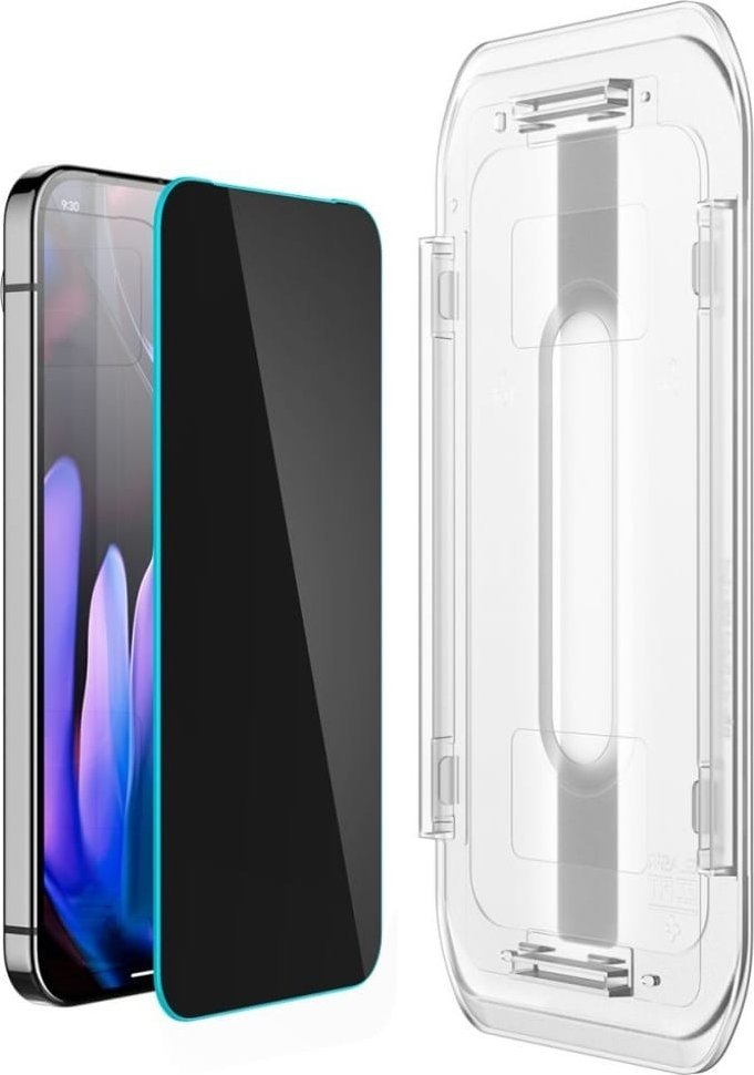 Заштитно стакло Spigen Glas TR EZ Fit Privacy, 2 парчиња, за Google Pixel 9 Pro и 9, проѕирно