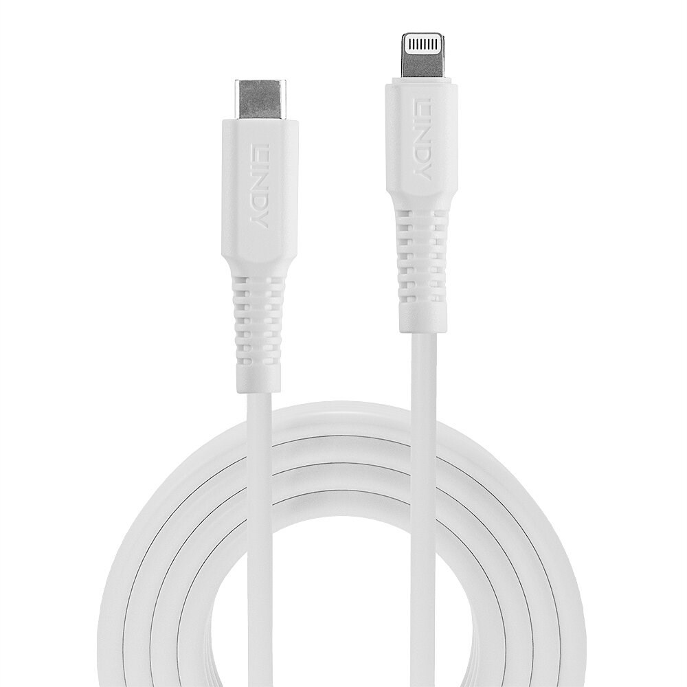 Kabllo USB 2.0 Lindy, Apple Lightning në USB-C, 3 m, e bardhë