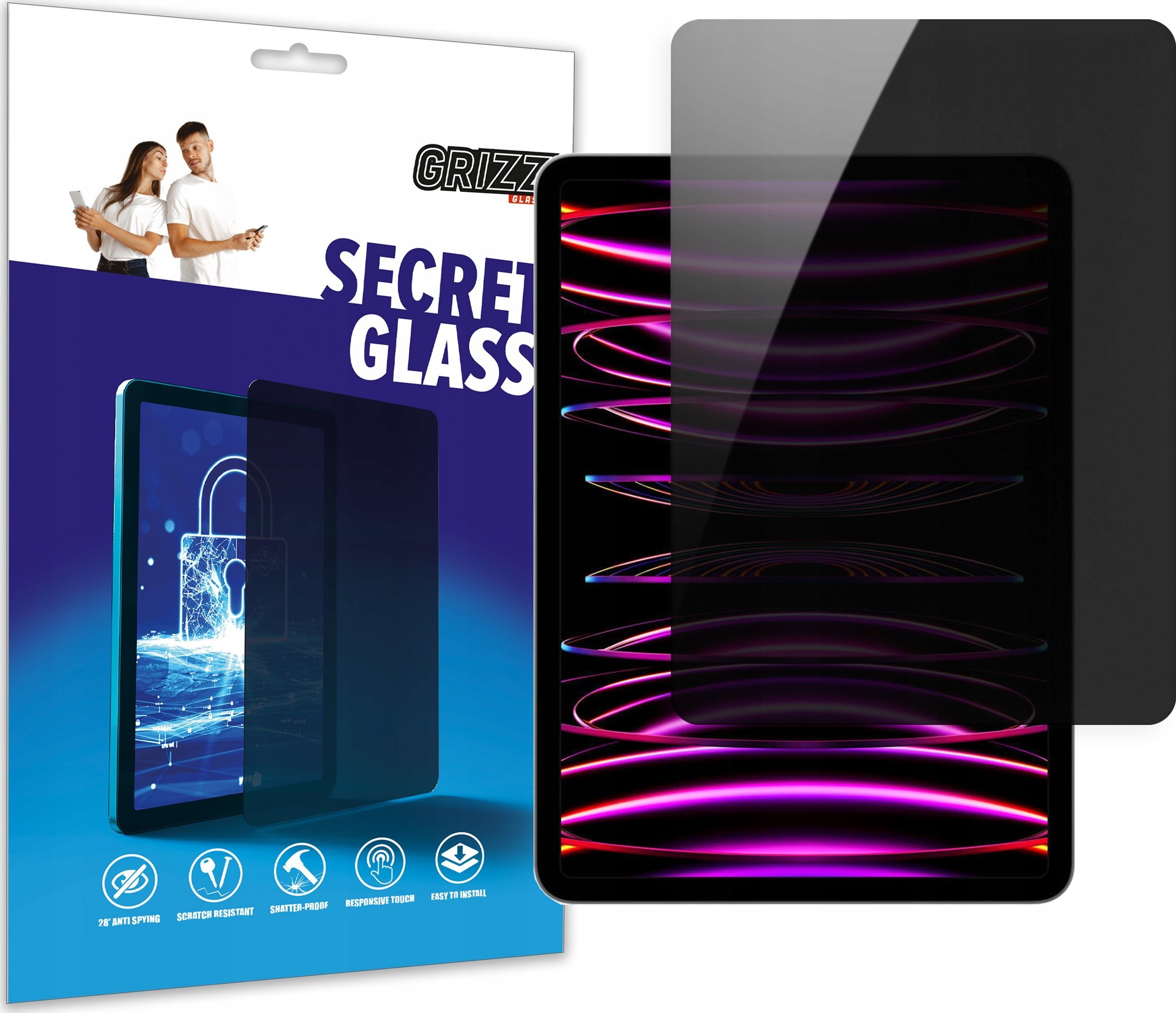 Xham mbrojtës privatësie GrizzGlass SecretGlass për Apple iPad Pro 11 4th Gen, GRZ6401, transparent