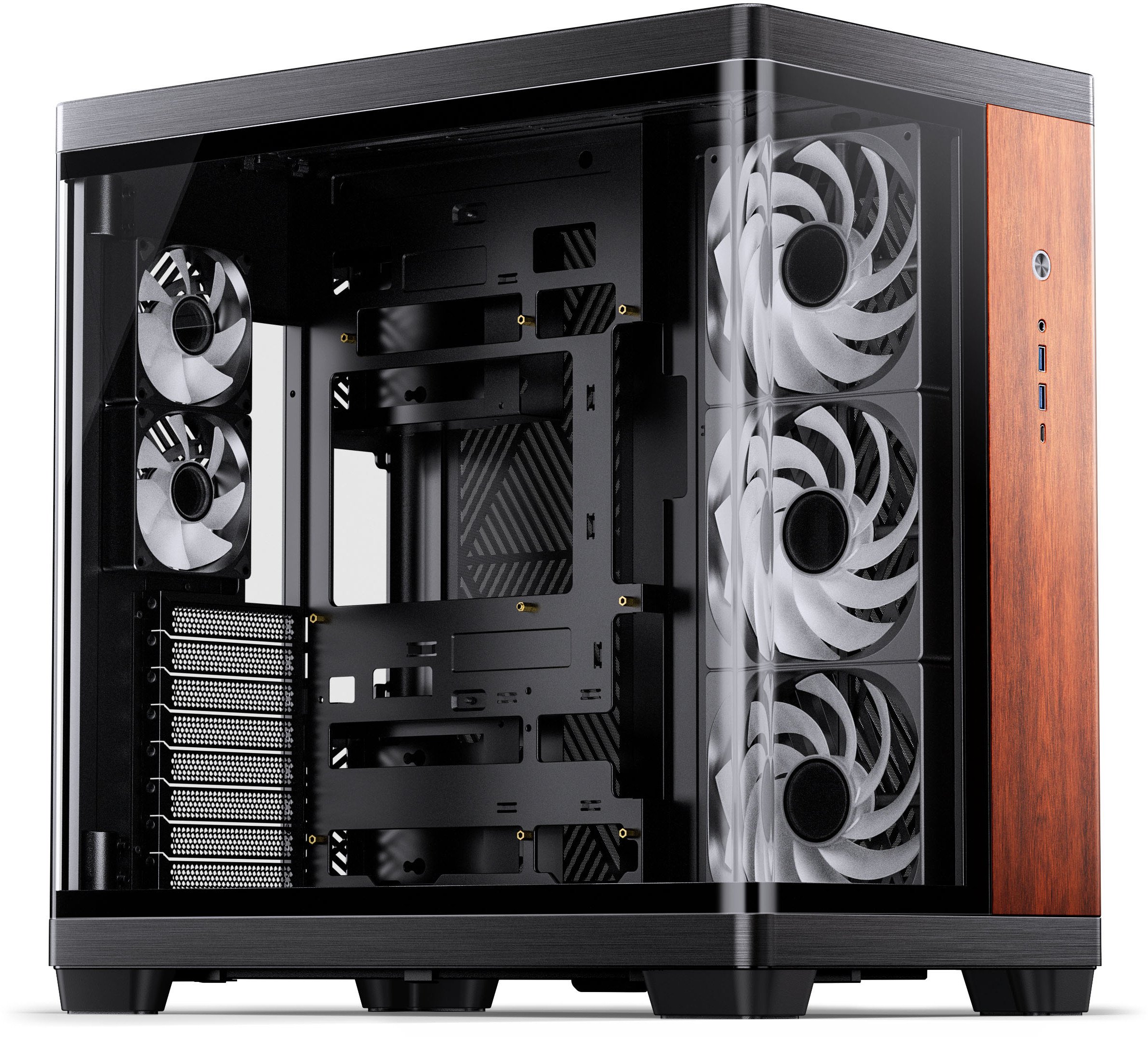 Kasa PC Jonsbo TK-4 Wood, ATX Mid Tower, xham i temperuar, e zezë me dru
