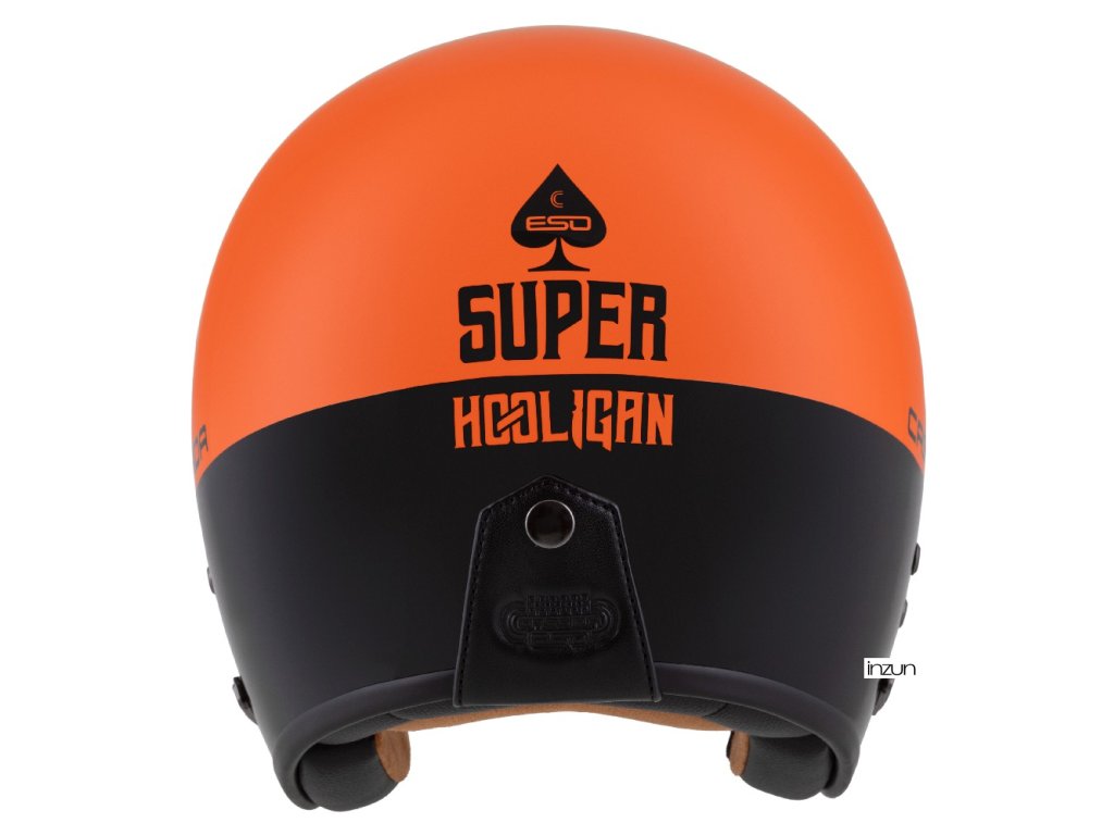 Helmë moto CASSIDA Eso Super Hooligan, fibër xhami, ECE 22.06, e zezë portokalli pearl