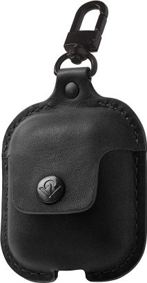 Kuti mbrojtëse Twelve South AirSnap për Apple AirPods, lëkurë natyrale, klips metalik, e zezë