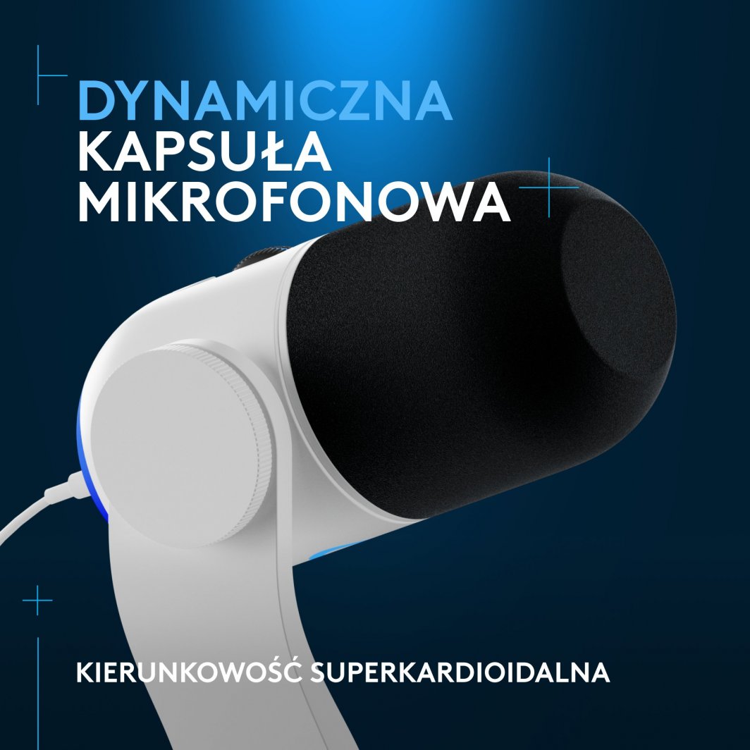 Mikrofon Logitech G Yeti GX (988-000576), 60Hz-18500kHz, USB/USB-C, i bardhë