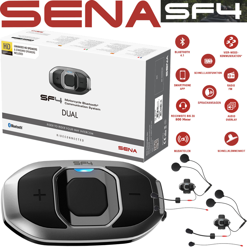 Sistem komunikimi për helmetë Sena SF4 Twin Pack, intercom 4 përdorues, Bluetooth