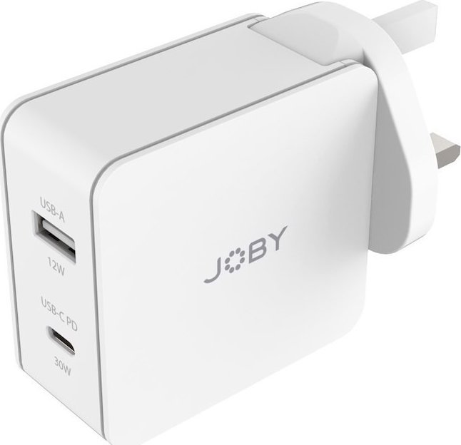 Полнач за ѕид JOBY 42W Dual Output, USB C PD 30W, USB A 12W, бел