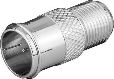 Adapter antene F Quick, F plug në F socket, zink, argjendtë