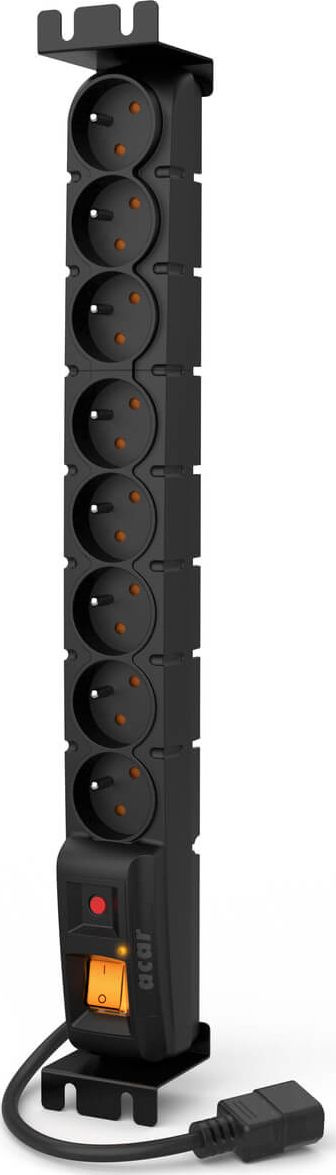 Kabllo elektrike Acar W0135 S8, 8 priza, 230V, 5m, e zezë