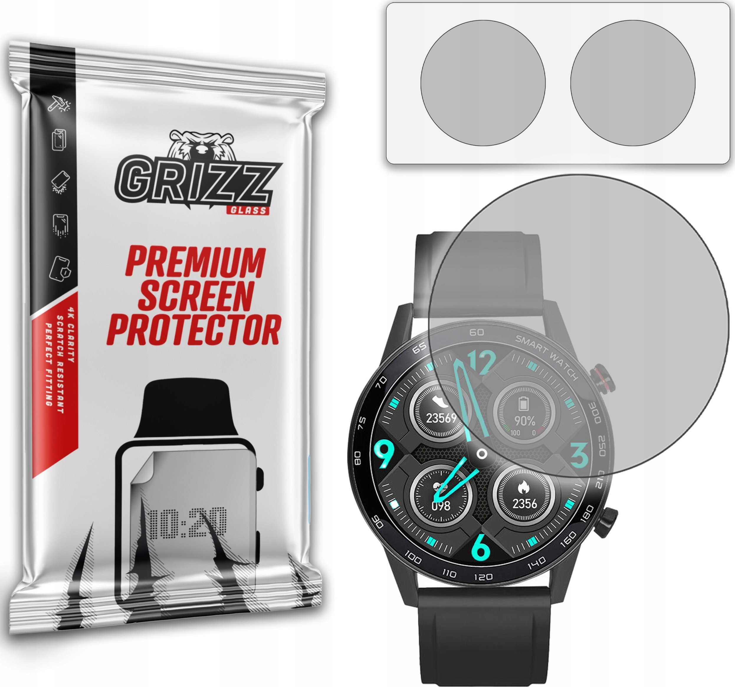 Folie mbrojtëse smartwatch GrizzGlass PaperScreen WDT95, matte, set 2 copë, transparente