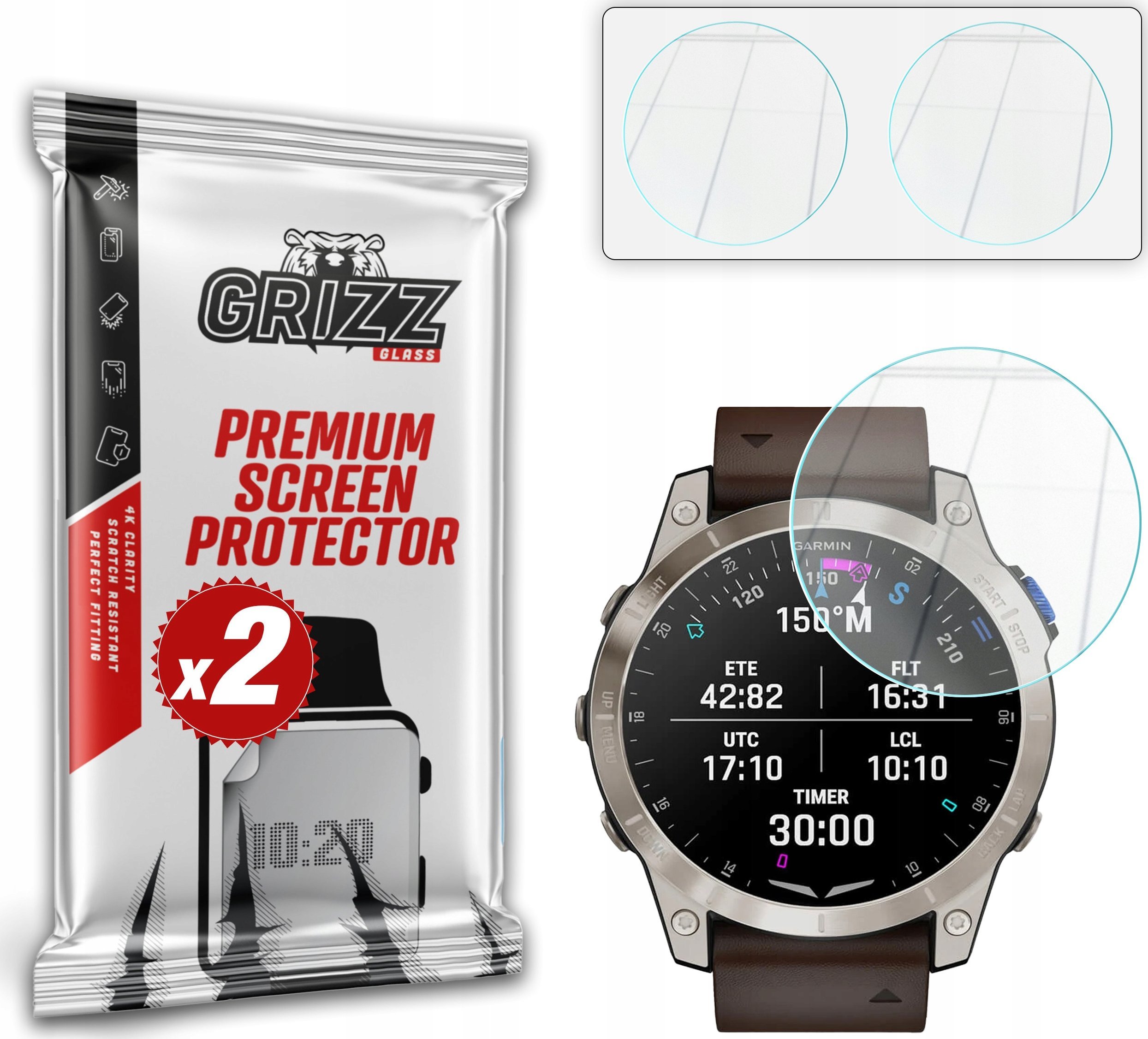 Qelq mbrojtës hibrid 2PACK për Garmin D2 Mach 1 47mm, 9H, transparencë e lartë