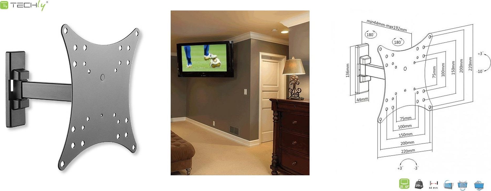 Mbajtëse muri për ekran Techly ICA-LCD 2901E 23'' - 42''